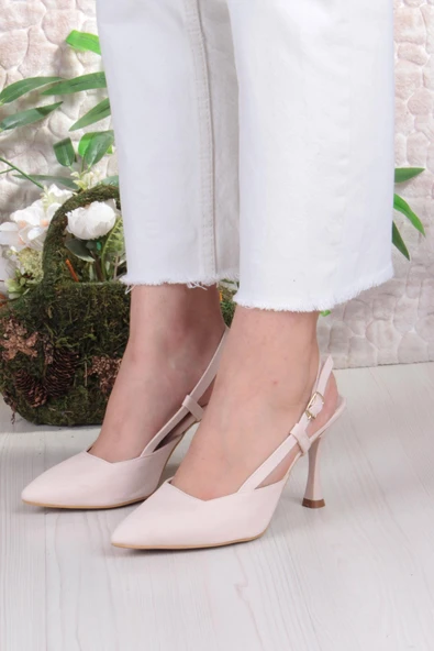 Fort 018-505 Fls Saten Önü Kapalı Arkası Açık Topuklu Kadın Ayakkabı - Resim 9