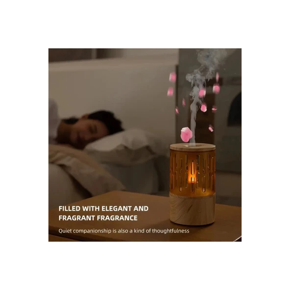 Mum Işığı Görünümlü Taşınabilir 125ml Kapasiteli Işıklı Aroma Yayıcı Hava Nemlendirici - 4