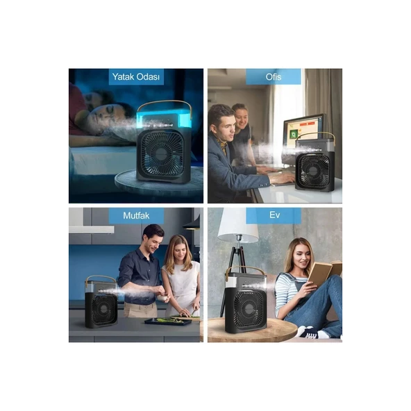 Taşınabilir Işıklı 5 Spreyli Vantilatör Buzlu Buharlı Vantilatör Mini Fan Nemlendirici - 4