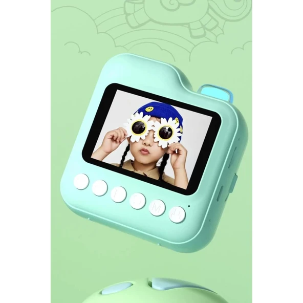 Dijital Video Kayıt Fotoğraf Çocuk Kamerası Anlık Termal Resim Kağıt Baskılı Mavi - 2