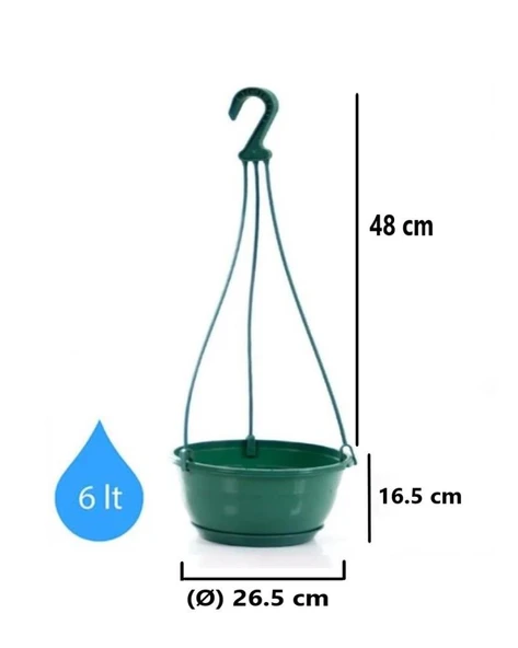 Omnipazar SO-SM03 Safir Makrome Askılı Balkon Saksı 6 lt Yeşil 6 Adet - Resim 2