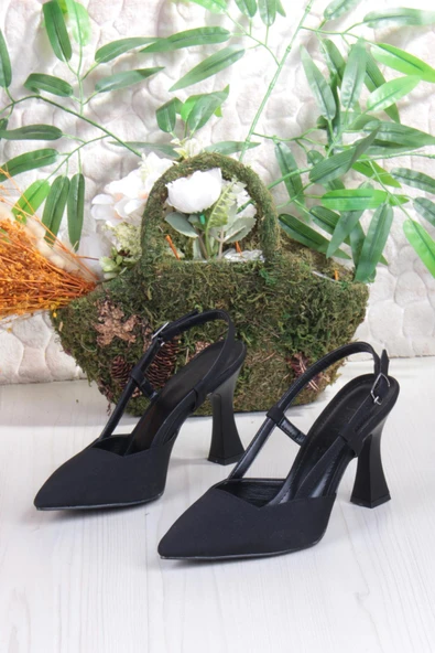 Fort 018-505 Fls Saten Önü Kapalı Arkası Açık Topuklu Kadın Ayakkabı - Resim 6