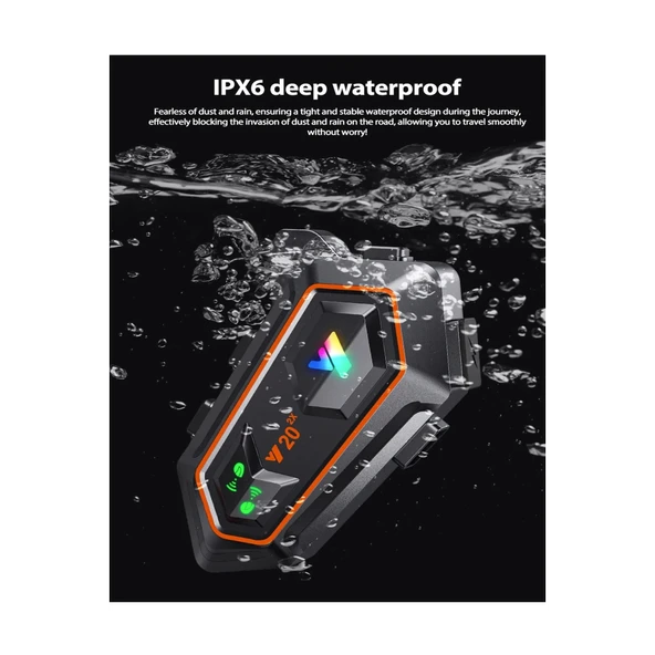 Y20 2x 1000m Telsiz Mesafeli 2 Kişi Bağlantılı Bluetooth Kask Kulaklık Fenerli İntercom - 3