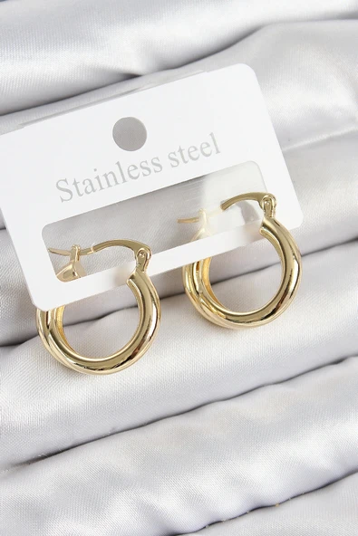 Pirinç Halka Model Gold Renk Kadın Küpe - 1