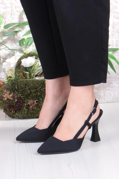 Fort 018-505 Fls Saten Önü Kapalı Arkası Açık Topuklu Kadın Ayakkabı - Resim 2