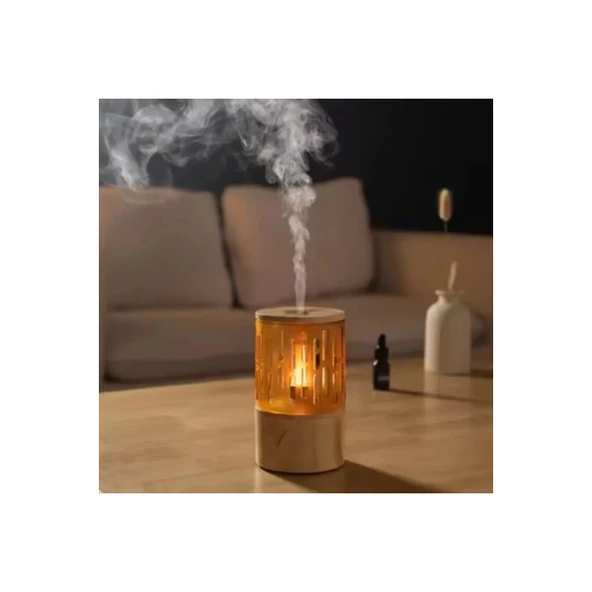 Mum Işığı Görünümlü Taşınabilir 125ml Kapasiteli Işıklı Aroma Yayıcı Hava Nemlendirici