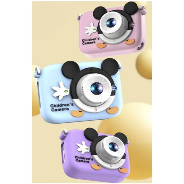 Mini 1080p Hd Çocuk Kamera Dijital Fotoğraf Makinesi 2.0 Inç Ekran 5 Adet Oyun Pembe - 5