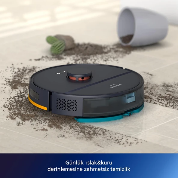 Philips 2000 Serisi Islak Kuru Moplu Robot Süpürge, Yüksek Emiş Gücü, Uzun Çalışma Süresi, HomeRun Uygulaması, Lacivert, XU2000/10 - Resim 3