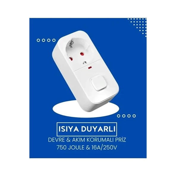 Isıya Duyarlı Devre Ve Akım Korumalı Du Tekli Anahtarlı Priz Fiş 16a/250v 750 - 3