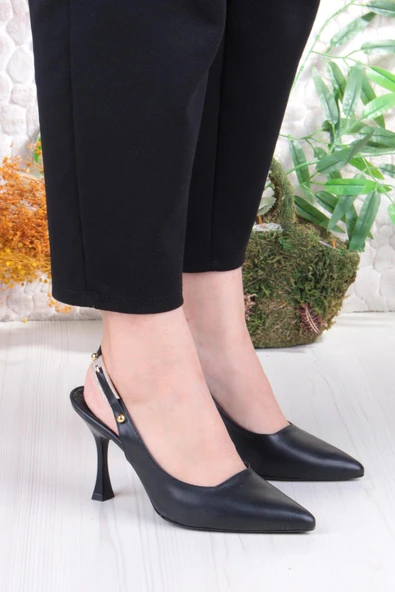 Fort 086-5047 Fls Önü Kapalı Taşlı Toka Detaylı Arkası Açık Topuklu Ayakkabı - Resim 3