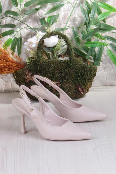 Fort 086-5047 Fls Önü Kapalı Taşlı Toka Detaylı Arkası Açık Topuklu Ayakkabı - Resim 12