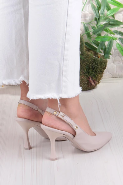 Fort 086-5047 Fls Önü Kapalı Taşlı Toka Detaylı Arkası Açık Topuklu Ayakkabı - Resim 11