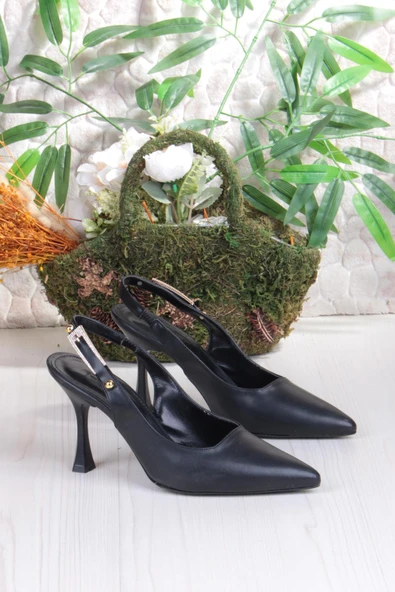 Fort 086-5047 Fls Önü Kapalı Taşlı Toka Detaylı Arkası Açık Topuklu Ayakkabı - Resim 5