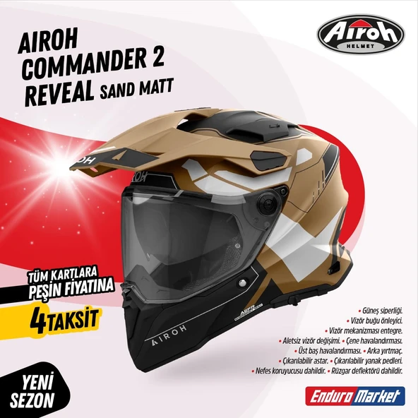AIROH COMMANDER 2 REVEAL SAND MATT KASK ürün görseli