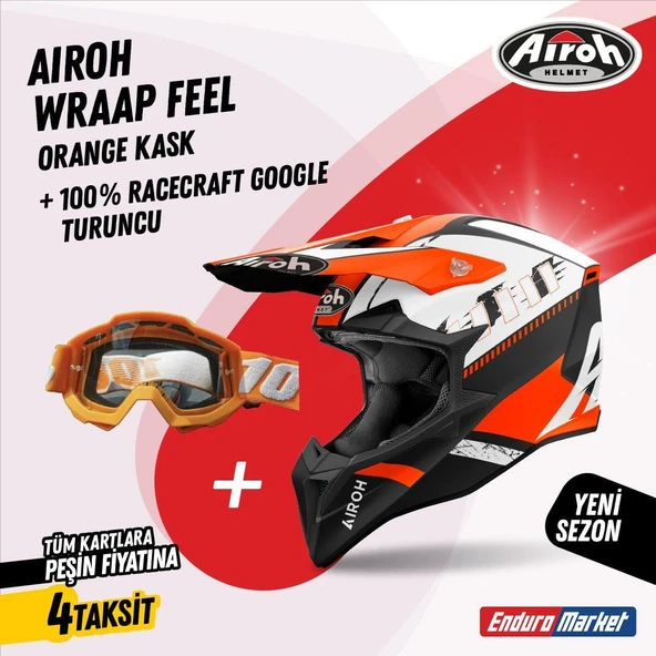 AIROH WRAAP FEEL ORANGE MATT KASK ürün görseli