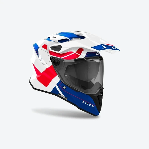 AIROH COMMANDER 2 REVEAL BLUE RED GLOSS KASK - Resim 3