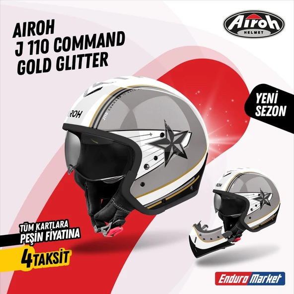 AIROH J 110 COMMAND GOLD GLITTER KASK ürün görseli