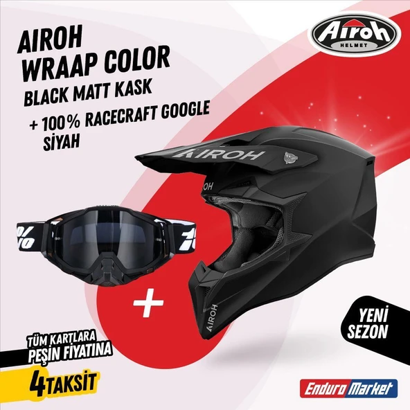 AIROH WRAAP COLOR BLACK MATT KASK ürün görseli
