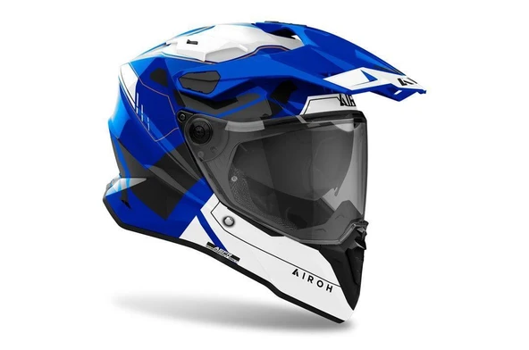 AIROH COMMANDER 2 REVEAL BLUE GLOSS KASK - Resim 4