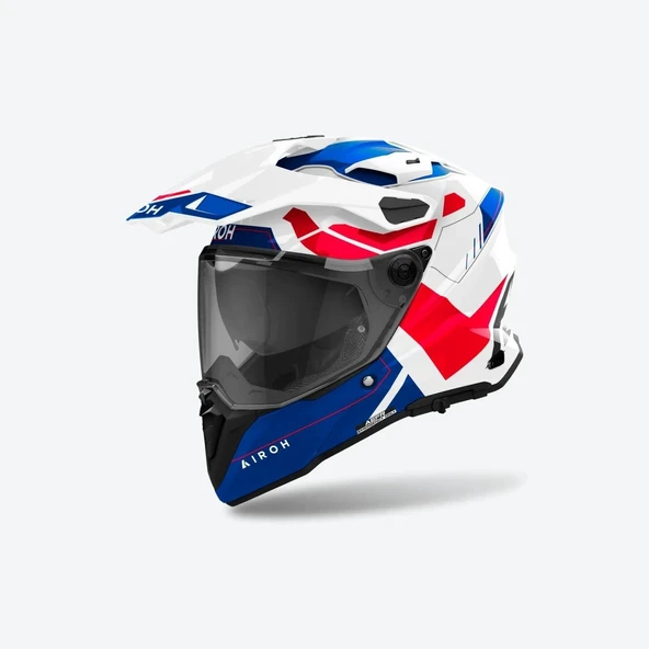 AIROH COMMANDER 2 REVEAL BLUE RED GLOSS KASK - Resim 2
