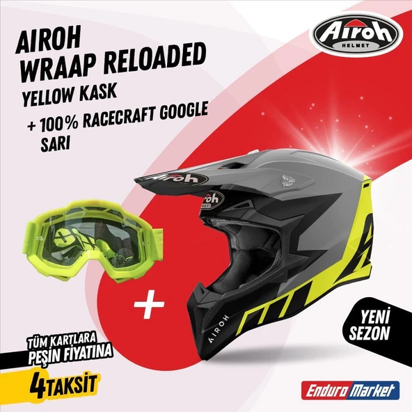 AIROH WRAAP RELOADED YELLOW KASK ürün görseli