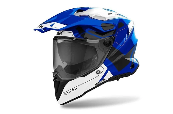 AIROH COMMANDER 2 REVEAL BLUE GLOSS KASK - Resim 2