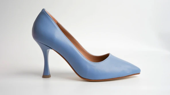 Assortie Bebek Mavisi İnce Topuklu Kitten Heel Kadın Ayakkabı - 1