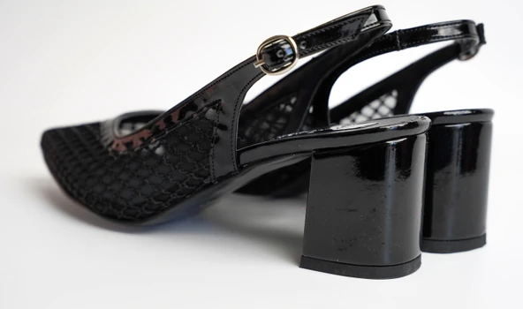 Assortie Siyah File Detaylı Kalın Topuk Kadın Ayakkabı - 2