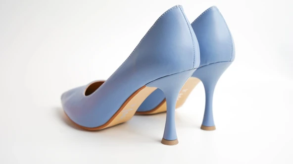 Assortie Bebek Mavisi İnce Topuklu Kitten Heel Kadın Ayakkabı - 3