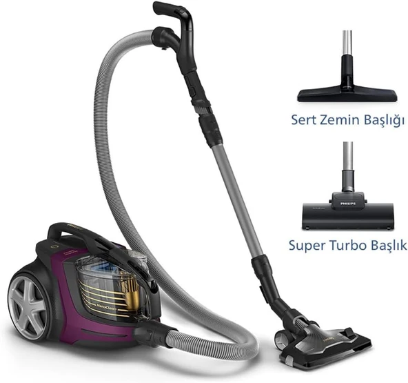 Philips XB9155/07 TriActive Ultra Başlık ve PowerCyclone 10 Teknolojisi ile Premium Toz Torbasız Elektrikli Süpürge, NanoClean Teknolojisi, PowerMax Sensörü, Koyu Leylak ürün görseli