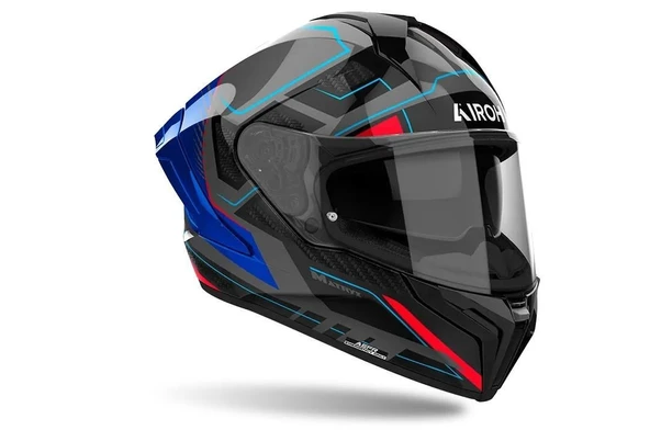 AIROH MATRYX ROCKET BLUE RED GLOSS KASK - Resim 2