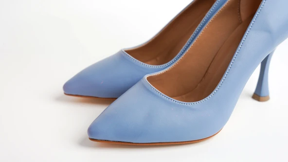 Assortie Bebek Mavisi İnce Topuklu Kitten Heel Kadın Ayakkabı - 4