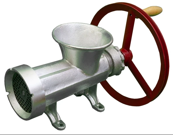 32 Numara büyük Boy Metal Döküm Kollu Kasnaklı Çelik Et Kıyma Makinesi - 3