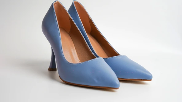 Assortie Bebek Mavisi İnce Topuklu Kitten Heel Kadın Ayakkabı - 2