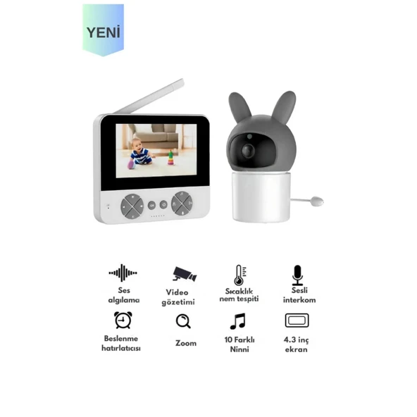 Bebek Kamerası Kumandalı Monitörlü Karşılıklı Konuşma Özellikli , Hatırlatıcılı Ip Bebek Kamerası ürün görseli