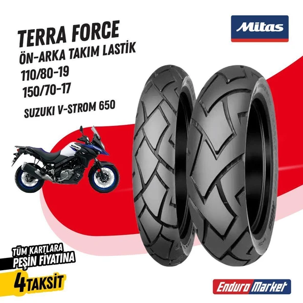 Suzuki v-strom 650 Mitas TERRA FORCE Takım Lastik 110/80-19 - 150/70-17 Set - Resim 2