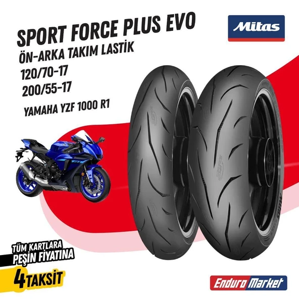 YAMAHA YZF R1 120/70-17--2000/55-17 MİTAS SPORT FORCE + EV ÖN-ARKA LASTİK - Resim 2