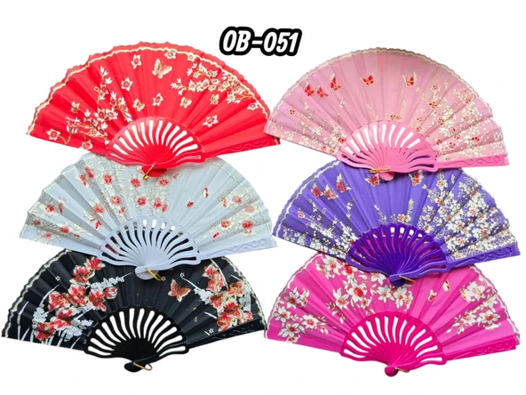 Plastik Kumaş Yelpaze 12'li Karışık Ob-051