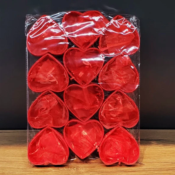 Kırmızı Kalpli Tül Kese - Resim 2