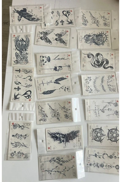 Toptan 50 adet 1 ay kalıcı geçici dövme paketi 11x8 cm