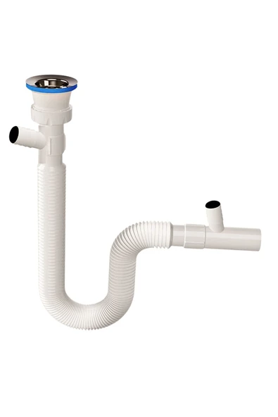 DESIPHON Çift Girişli Lavabo Sifonu – Bulaşık ve Çamaşır Makinesi Uyumlu | Sızdırmaz ve Dayanıklı Yapı - 3