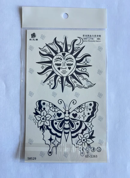 Çiçekler 4 adet Birden 3 hafta Kalıcı  Geçici yapıştırma Dövme 18x11 cm - Resim 3