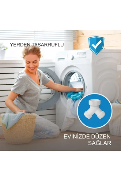 DESIPHON 2 Adet Y Çatal Bağlantı Aparatı + Conta | 3/4 inç Girişli Çamaşır ve Bulaşık Makinesi Adaptörü - 4