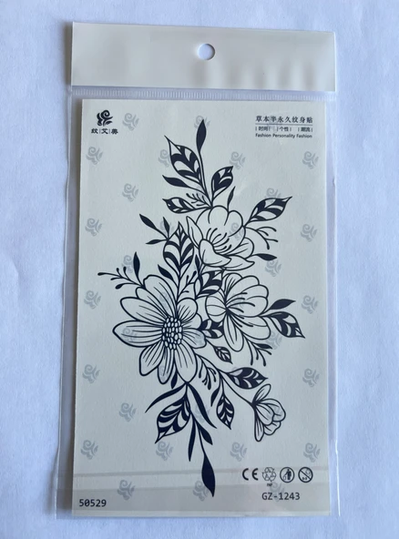 Kaplan çiçek 4 adet Birden 3 hafta Kalıcı  Geçici yapıştırma Dövme 18x11 cm - Resim 2