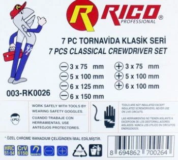 Rico 003-Rk0026 Tornavida Klasik Set Yıldız-Düz 7 Parça Set - 2