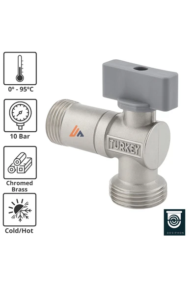 DESIPHON Mini Küresel Musluk – Aç Kapa Vanalı, G3/4, Çamaşır & Bulaşık Makinesi Bağlantı Musluğu