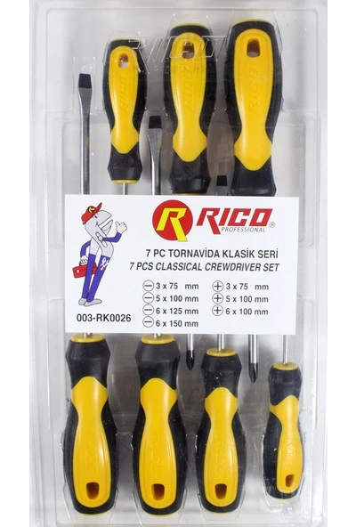 Rico 003-Rk0026 Tornavida Klasik Set Yıldız-Düz 7 Parça Set