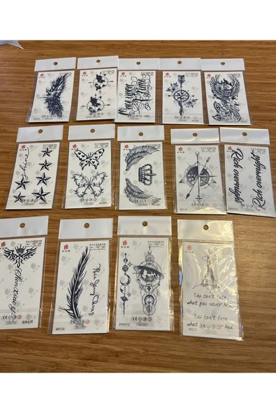 Toptan 50 adet 1 ay kalıcı geçici dövme paketi 11x8 cm - 2