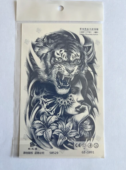 Kaplan çiçek 4 adet Birden 3 hafta Kalıcı  Geçici yapıştırma Dövme 18x11 cm - Resim 3