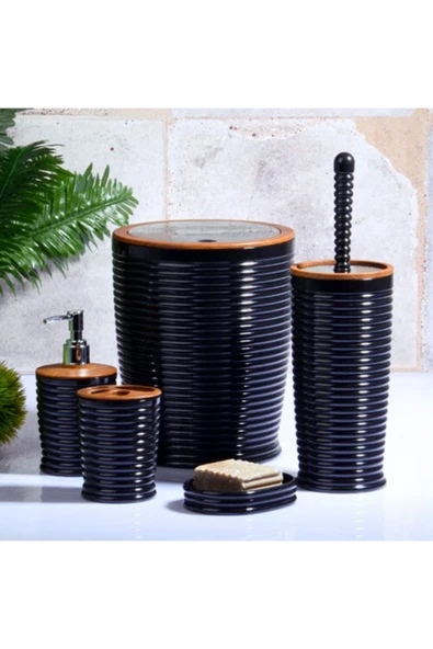 Kosova Banyo Seti 5 Li Elegans Ahşap Siyah Elg-0007